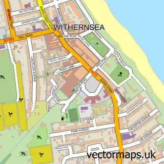 Street map sample of Withernsea, East Riding of Yorkshire