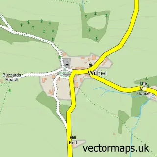 Street map sample of Withiel, Cornwall