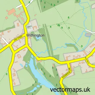 Street map sample of Withington, Gloucestershire