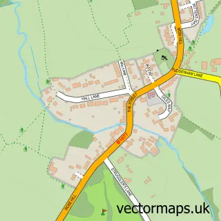 Street map sample of Witnesham, Suffolk
