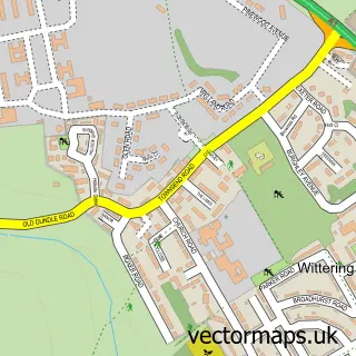 Street map sample of Wittering, Cambridgeshire