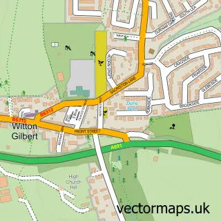 Street map sample of Witton Gilbert, Durham
