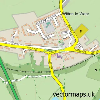 Street map sample of Witton le Wear, Durham