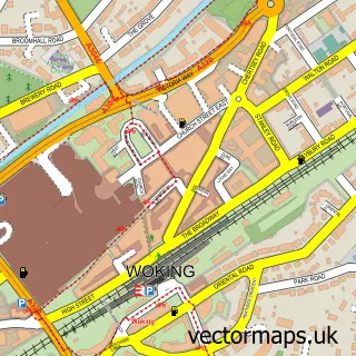 Street map sample of Woking, Surrey