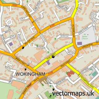 Street map sample of Wokingham, Berkshire