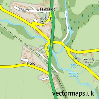 Street map sample of Wolf's Castle, Dyfed
