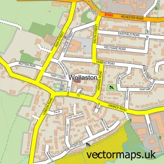 Street map sample of Wollaston, Northamptonshire