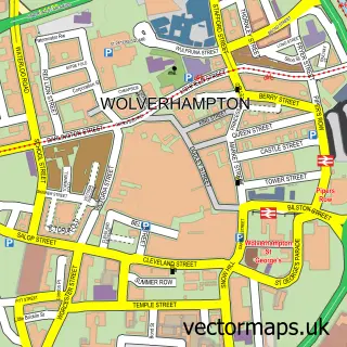 Street map sample of Wolverhampton, West Midlands