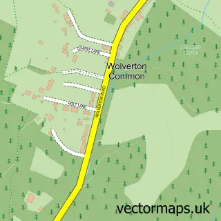 Street map sample of Wolverton Common, Hampshire
