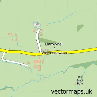 Street map sample of Wolvesnewton, Gwent