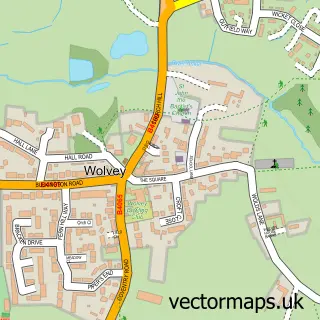 Street map sample of Wolvey, Warwickshire