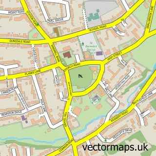 Street map sample of Wombourne, Staffordshire