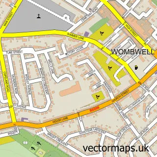 Street map sample of Wombwell, South Yorkshire