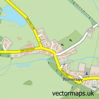 Street map sample of Womersley, North Yorkshire