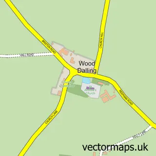 Street map sample of Wood Dalling, Norfolk