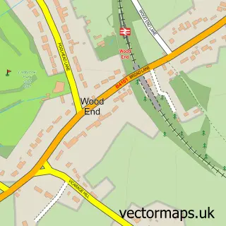 Street map sample of Wood End, Warwickshire