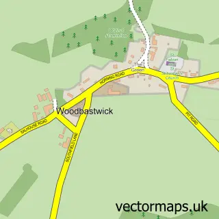 Street map sample of Woodbastwick, Norfolk