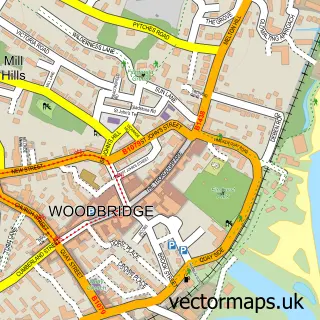 Street map sample of Woodbridge, Suffolk
