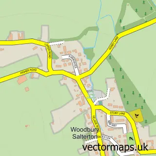 Street map sample of Woodbury Salterton, Devon