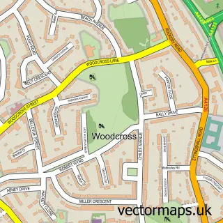 Street map sample of Woodcross, West Midlands