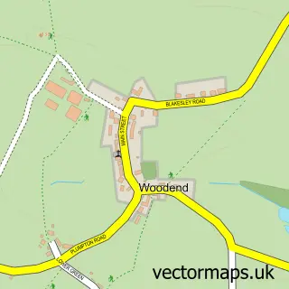 Street map sample of Woodend, Northamptonshire