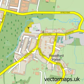Street map sample of Woodford Halse, Northamptonshire