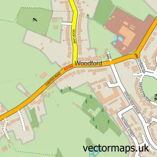 Street map sample of Woodford, Greater Manchester