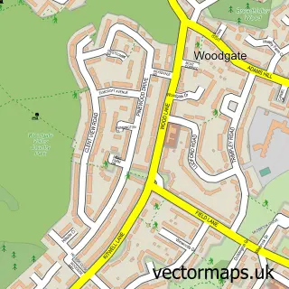 Street map sample of Woodgate, West Midlands