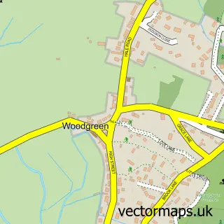 Street map sample of Woodgreen, Hampshire