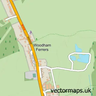 Street map sample of Woodham Ferrers, Essex