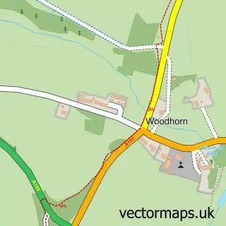 Street map sample of Woodhorn, Northumberland