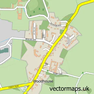 Street map sample of Woodhouse, Leicestershire