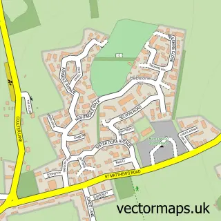 Street map sample of Woodhouses, Staffordshire