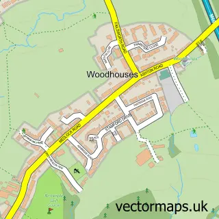 Street map sample of Woodhouses, Greater Manchester