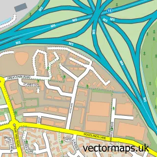 Street map sample of Woodlands, Gloucestershire