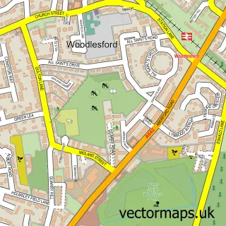 Street map sample of Woodlesford, West Yorkshire
