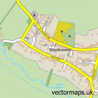 Street map sample of Woodnewton, Northamptonshire