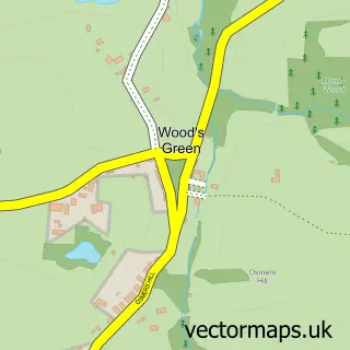 Street map sample of Woods Green, East Sussex