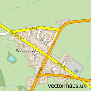 Street map sample of Woodseaves, Staffordshire