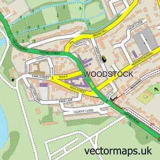 Street map sample of Woodstock, Oxfordshire