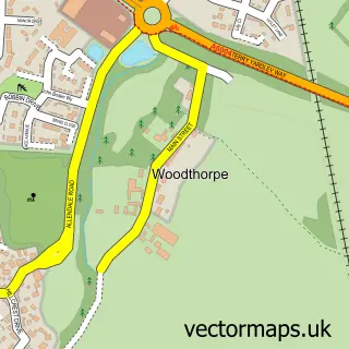 Street map sample of Woodthorpe, Leicestershire