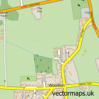Street map sample of Woodton, Norfolk