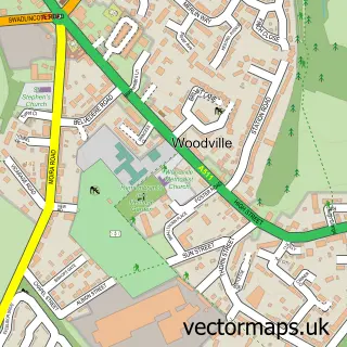Street map sample of Woodville, Derbyshire