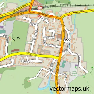 Street map sample of Wool, Dorset