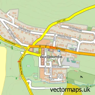 Street map sample of Woolacombe, Devon