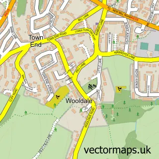 Street map sample of Wooldale, West Yorkshire