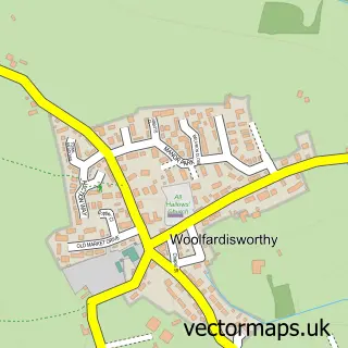 Street map sample of Woolfardisworthy, Devon