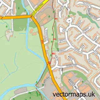 Street map sample of Woolley, Derbyshire