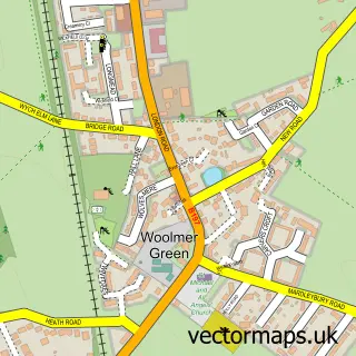 Street map sample of Woolmer Green, Hertfordshire