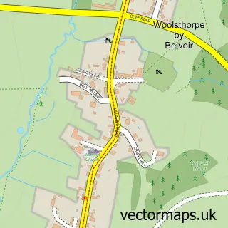 Street map sample of Woolsthorpe-by-Belvoir, Lincolnshire